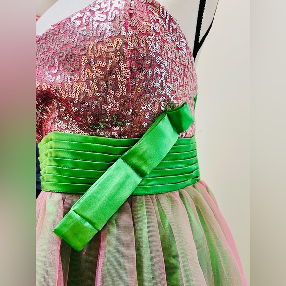 Ever Pretty Purple & Green Sequin Top Dress with Green Sash -Comes with Sash Pin - Picture 5 of 16